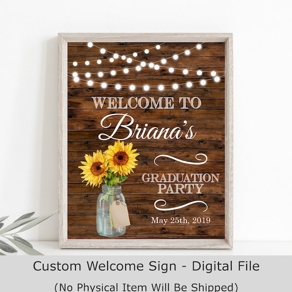 CUSTOM Graduation Party Welcome Sign Printable Grad Party Decor Floral Welcome Sign Digital File