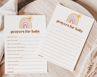 Prayers For Baby Card Boho Rainbow Baby Shower A Little Ray Of Sunshine Baby Shower Printable NOT Editable C12