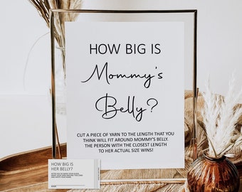 How Big Is Mommy's Belly Game Minimalist Baby Shower Game Rustic Boho Kraft Baby Shower Game Printable NOT Editable C3