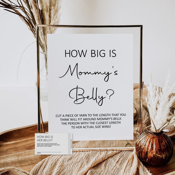 How Big Is Mommy's Belly Game Minimalist Baby Shower Game Rustic Boho Kraft Baby Shower Game Printable NOT Editable C3