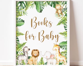 Libros de baby shower con animales de la selva de safari para imprimir con letreros 0127