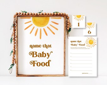 Sun Baby Shower Name That Baby Food Game Here Comes The Son Boho You are My Sunshine Baby Shower Game Printable NOT Editable 0118