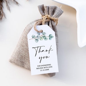 Editable Eucalyptus Thank You Tag Greenery Wedding Favor Tag Greenery Bridal Shower Baby Shower Tag Template Printable Corjl 0133