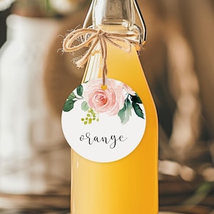 Floral Mimosa Bar Juice Tags Blush Pink Floral Bridal Shower Baby Shower Momosa Bar Floral Juice Labels Drinks Labels NOT Editable B80 C80