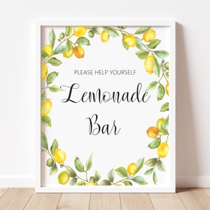 Lemonade Bar Sign Citrus Bridal Shower Sign Lemon Bridal Shower Printable NOT Editable 0140