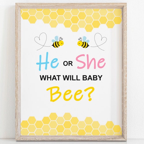 What Will Baby Bee Bee Gender Reveal Party He or She What - Etsy