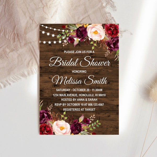 Rustic Bridal Shower Invitation - Etsy