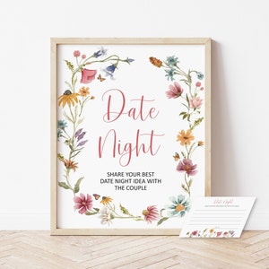 Wildflower Date Night Card Newlywed Date Night Ideas Card and Sign Wildflower Bridal Shower Garden Tea Party Bridal Shower NOT Editable 0123