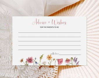 Wildflower Baby Shower Advice for Parents Card Baby In Bloom Baby Shower Butterfly Garden Baby Shower Advice Printable NOT Editable 0123