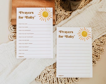 Prayers For Baby Card Sun Baby Shower Here Comes The Son Baby Shower You are My Sunshine Boho Baby Shower Printable NOT Editable 0118