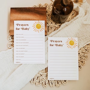 Gebeden voor babykaart Sun Babyshower Here Comes The Son Babyshower You are My Sunshine Boho Babyshower Afdrukbare NIET-bewerkbare 0118