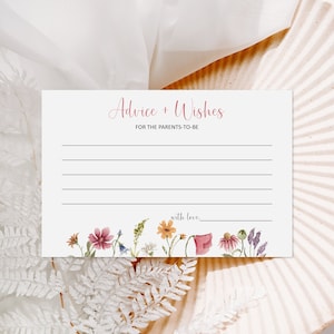 Wildflower Baby Shower Consigli per i genitori Carta Baby In Bloom Baby Shower Farfalla Giardino Baby Shower Consigli Stampabile NON modificabile 0123