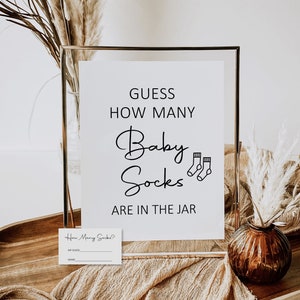 Errate wie viele Babysocken Spiel Minimalistisches Babypartyspiel Boho Kraft Babypartyspiel Druckbar NICHT bearbeitbar C3