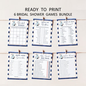 Nautical Bridal Shower Games Anchor Bridal Shower Games Last Sail Bridal Shower Games Bundle Printable NOT Editable B17