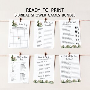 Succulent Cactus Bridal Shower Game Bundle Games Package Printable Boho Fiesta Couples Shower Wedding Shower Games NOT Editable B94