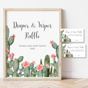 Cactus succulentes baby shower couches & lingettes tombola cartes et signe jeu de baby shower Boho Fiesta imprimable non modifiable C92