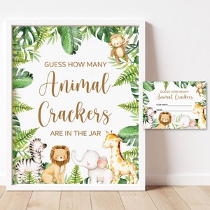 Indovina quanti animali Crackers Gioco Jungle Baby Shower Animali della giungla Safari Baby Shower Gioco Stampabile NON Modificabile 0127