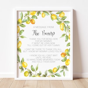 Message From The Bump Sign Citrus Baby Shower Sign Lemon Baby Shower Gender Neutral Baby Shower Game Printable NOT Editable 0140