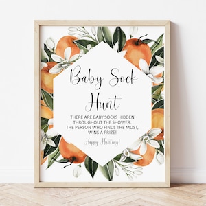 Orange Citrus Baby Sock Hunt Spiel Citrus Baby Shower Spiel Little Cutie Baby Shower Finde Baby Socken Spiel Schild Printable NICHT bearbeitbar 0125