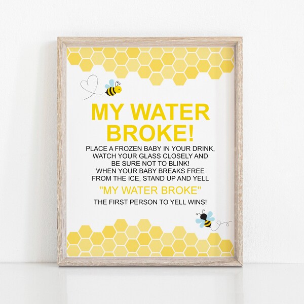 My Water Broke Baby Shower Game Bee Theme Etsy