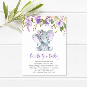 Elephant Baby Shower Books for Baby Bring A Book Instead of A Card Insert Printable NOT Editable C67