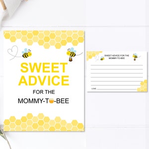Tarjetas con consejos para baby shower de abejas. Tarjetas con consejos para futuras mamás y letreros para imprimir, NO editables. C61
