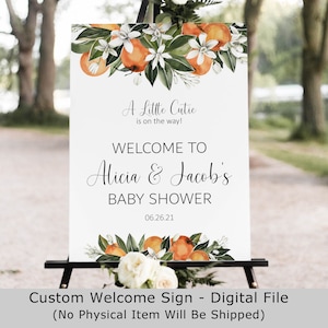 CUSTOM Orange Citrus Welcome Sign Little Cutie Baby Shower Welcome Sign Orange Theme Gender Reveal Baby Shower Decor Printable Sign 0125
