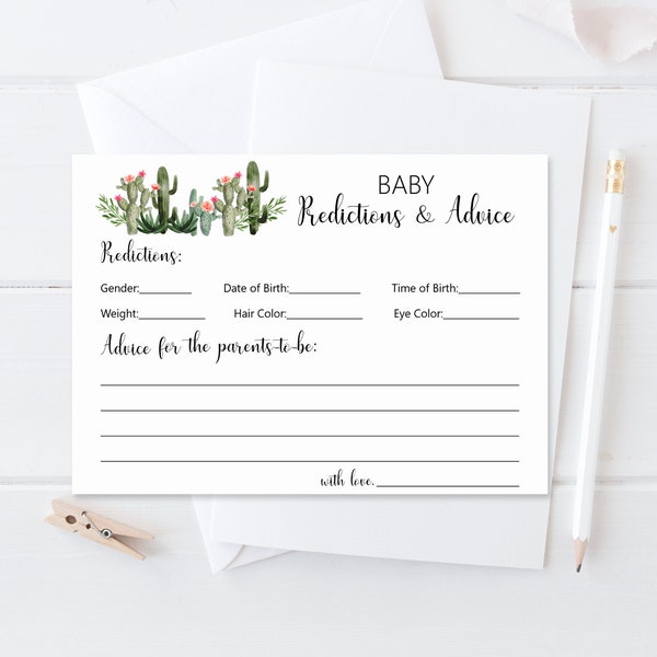 Succulent Cactus Baby Shower Baby Predictions and Advice Guess Babys Birthday Boho Fiesta Baby Shower Game Printable NOT Editable C92