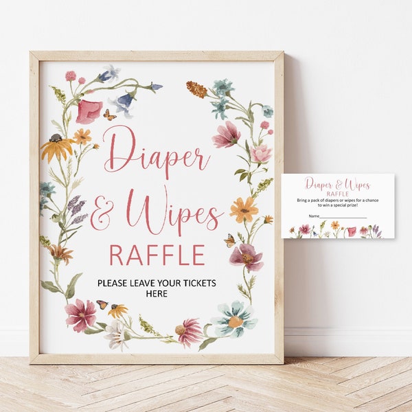 Wildflower Baby Shower Diaper & Wipes Raffle Game Baby In Bloom Garden Baby Shower Floral Baby Shower Game Printable NOT Editable 0123