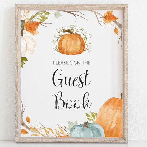 Our Little Pumpkin Guest Book 5x7 8x10 Printable Baby Shower Etsy