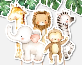 PRINTABLE Jungle Animals Centerpieces Safari Birthday Party Animal Cutouts Cake Topper Wild One Decorations NOT Editable A95 C94