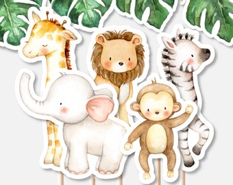 PRINTABLE Jungle Animals Centerpieces Safari Birthday Party Animal Cutouts Cake Topper Wild One Decorations NOT Editable 0127