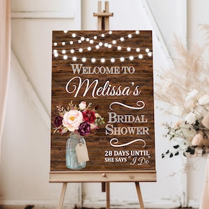 CUSTOM Brautdusche Willkommensschild Printable Blumen Willkommensschild Rustikale Land Western Brautparty Dekor Digitale Datei A74