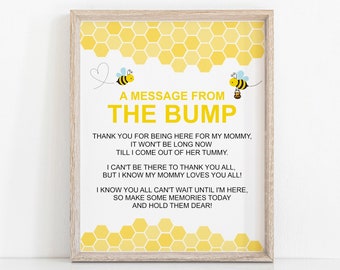 Message From The Bump Sign Bumble Bee Baby Shower Sign Mommy to Bee Baby Shower Sweet As Bee Printable NOT Editable C61