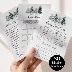 Edytowalny zestaw gier na zimowe baby shower, minimalistyczny szablon Corjl do druku z grą i aktywnością „Baby It&#39;s Cold Outside” 0134