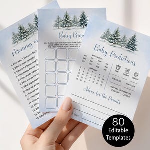 Edytowalny zestaw gier na zimowe baby shower dla chłopca – minimalistyczny zestaw do druku z motywem „Babcia jest zimno na zewnątrz”, szablon Corjl 0134