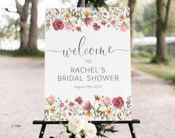 CUSTOM Wildflower Bridal Shower Welcome Sign Floral Bridal Shower Garden Bridal Shower Tea Party Bridal Shower Poster Printable File 0123