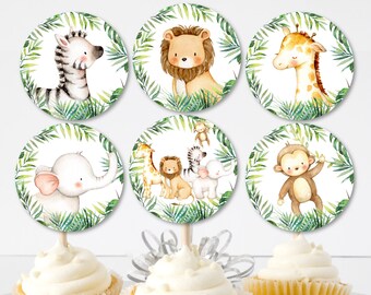 Jungle Cupcake Toppers Jungle Animals Safari Animals Baby Shower Birthday Cupcake Decor Printable Topper NOT Editable A95 C94