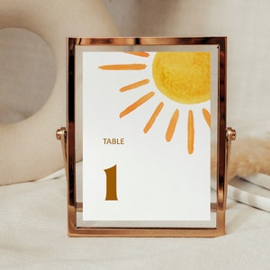 Bewerkbare zon tafelnummers zon babyshower eerste reis rond zon verjaardag zon verjaardag tafelnummerbord afdrukbare corjl-sjabloon 0118