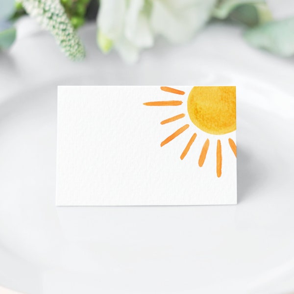 Sun Editable Place Cards Food Labels Tent Cards Sun Baby Shower Boho Sunshine Trip Around The Sun Birthday Decor Printable Corjl 0118