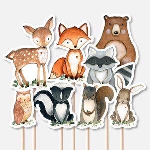 PRINTABLE Woodland Animals Centerpieces Woodland Cutouts Woodland Cake Topper Baby Shower Birthday Decorations NOT Editable 0120 zdjęcie 1