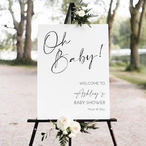 Bearbeitbares Oh Baby Baby Shower Willkommensschild Vorlage Minimalistisches Gender Neutral Baby Shower Modernes Baby Shower Sign Printable Corjl 0122