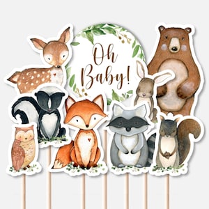 PRINTABLE Woodland Animal Cutouts Baby Shower Centerpiece Cake Toppers Diaper Cake Decor NOT Editable 0120