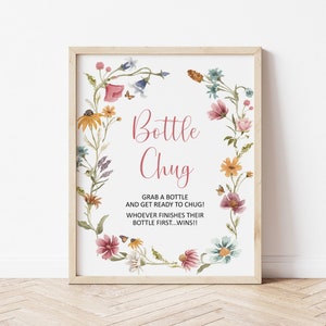 Wildflower Baby Shower Bottle Chug Game Sign – Baby in Bloom Printable NOT Editable 0123