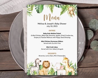 Safari Baby Shower Menu Etsy