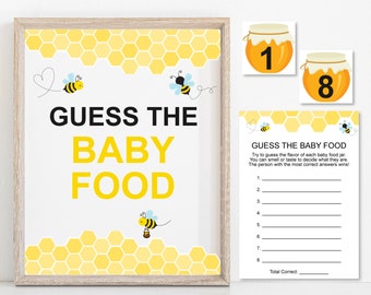 Guess the Baby Food Game Bee Baby Shower Game Mommy to Bee Honey Bee Name That Baby Food Game Printable NOT Editable C61