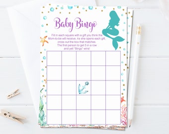 Mermaid Baby Shower Bingo - Etsy