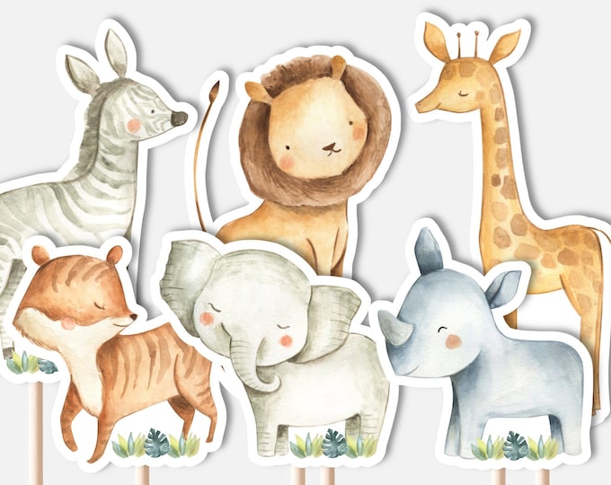 Jungle Animals Cupcake Toppers, Zoo Animals Toppers, Wild Animals ...