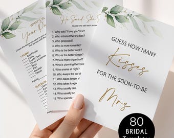 Bearbeitbares Greenery Brautdusche Spiele Bundle Minimalistisches Brautdusche Spiel Template Printable Corjl 0133
