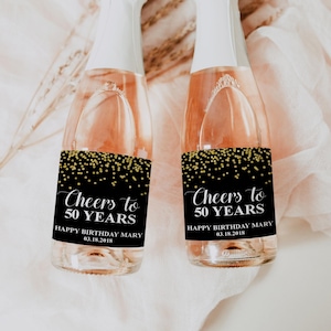 CUSTOM Mini Champagne Bottle Label Wine Label Printable 21st 30th 40th 50th 60th 70th 80th Birthday Party Favor Any Event